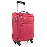 ITACA - Maleta Cabina Avion 55x40x20 cm Trolley 4 Ruedas 55 cm poliéster EVA. Equipaje de Mano. Semi Blanda, Ligera. Mango Asas Candado. Low Cost Ryanair. 701050, Color Granate