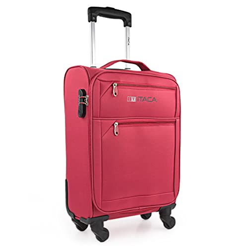 ITACA - Stijve Cabine Suitcase 20 Klein Reis Koffer met Wielen - EVA Hand Koffer 55x40x20 met Telescoopsteel - Lichtgewicht Cabin Max Hanbagage Luggage met TSA-cijferslot 701050, Granaat