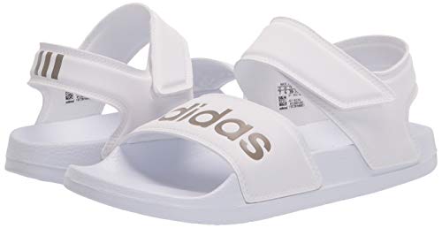 Adidas Women's Adilette Sandal Slide, White/Champagne Metallic/White, 8 #TOP6