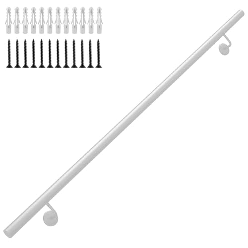 Dettagli corrimano: disponibile in lunghezze da 30 cm a 600 cm con una larghezza del tubo rotondo di 3,2 cm e una distanza dalla parete di 7 cm. Realizzato in ferro battuto resistente con uno spesso rivestimento antiruggine per una facile pulizia e una maggiore durata.