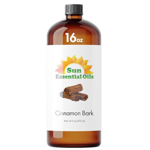 Sun Essential Oils - Cinnamon Bark Essential Oil (16 oz) for Diffuser, Aromatherapy Massage, Skin & Hair, Fragrance for Candle, Soap & Lotion Making at Home
