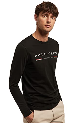 POLO CLUB Camiseta Manga Larga Title Negra de Hombre