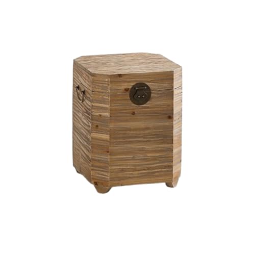 Banco de almacenamiento de zapatos, construcción de madera de bambú con diseño de cerradura antigua, organizador decorativo para entrada, pasillo o sala de estar