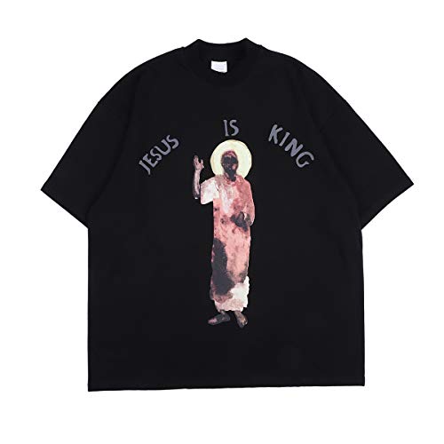 cpfm.xyz Homme T-Shirt Jesus is King Ablum T-Shirts à Manches Courtes Hip Hop Musique Col Rond Tee BL M Cover