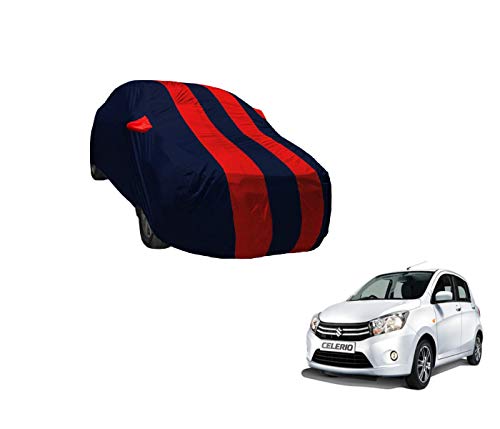 Image of Auto Hub Car Cover Compatible with Maruti Celerio with Weather Proof, Mirror Pocket, Triple Stitched, Celerio Car Cover- Navy-Red