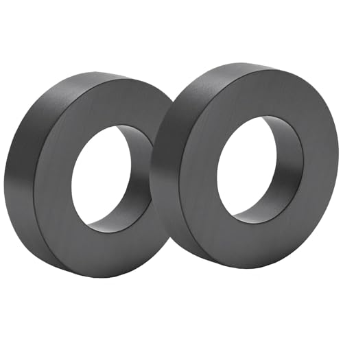 Grade 10 Ferrite Ring Magnet,2.75In Dia, Big Magnets Heavy Duty Round Ceramic Disc Magnets with Hole for DIY Crafts Science Projects Industrial, Pack of 2