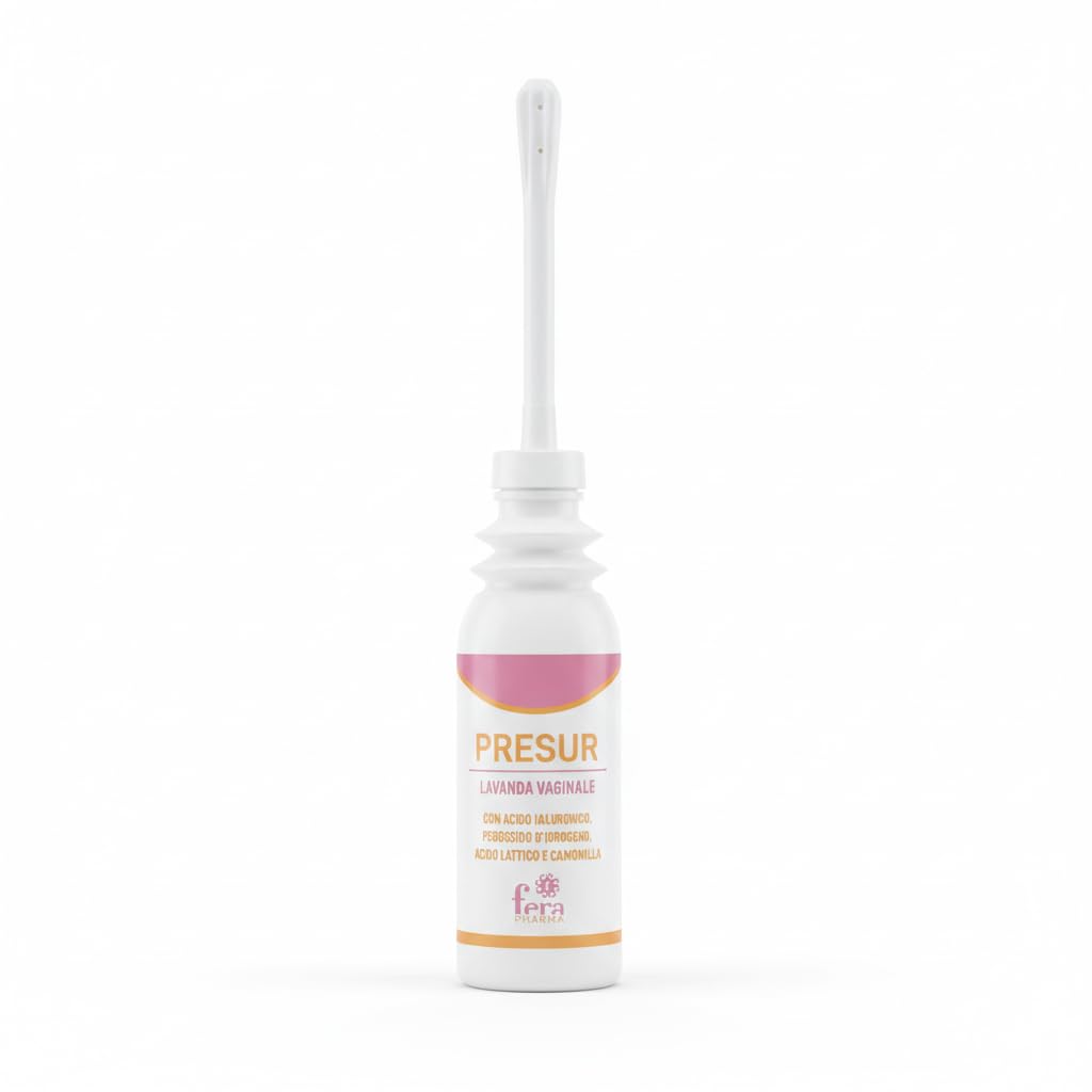 Presur - Lavanda Vaginale pH 3,5 pronta all'uso con Acido Ialuronico, Perossido d'Idrogeno, Acido Lattico e Camomilla - 5 Flaconi da 100 ml con Cannula Monouso (Confezione da 5)