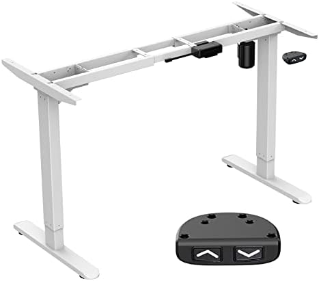 AIMEZO Electric Standing Desk Frame Height Adjustable, Two-Stage Sit Stand Desk Legs with Heavy Duty Steel, Lifting Up Down Button (White)