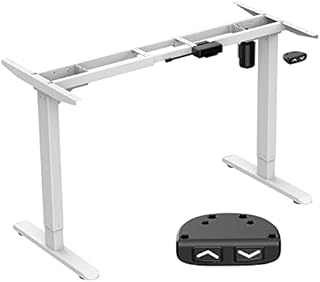 AIMEZO Electric Standing Desk Frame Height Adjustable, Two-Stage Sit Stand Desk Legs with Heavy Duty Steel, Lifting Up Down Button (White)
