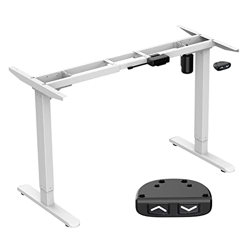 AIMEZO Elektrisch Höhenverstellbarer Schreibtisch Tischgestell, Singlemotor Doppelbalken Ergonomic Sitz Steh Schreibtisch Computertisch (Weiß) Cover