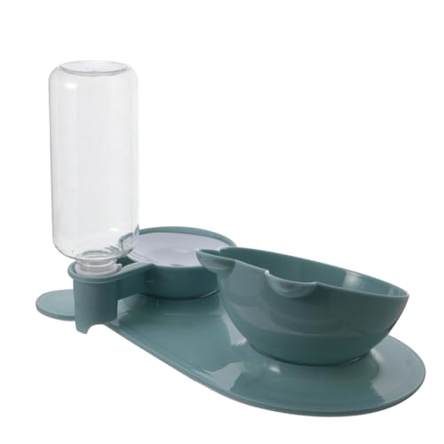 PartyKindom Cuenco Elevado para Gatos con Protección de Cuello Comedero Desmontable con Botella de Agua Automática para Alimentación y Bebida Diaria Segura