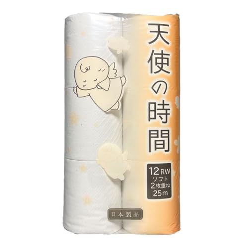 【森林を大切に!まとめ買い】 無漂白トイレットペーパー ダブル 天使の時間 ソフト 1ロール 25m(2枚重ね) 96ロール入り ケース買い 漂白剤と蛍光増白剤は不使用 紙幅114mmでお得 無香料 再生紙 日用品 消耗品 リサイクル 厚手 トイレ用品 備