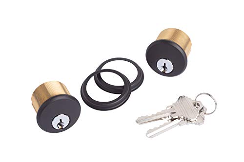Global Door Controls TH1100-BCX2DU Double Brass Mortise Cylinder in Duronotic