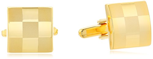 Stacy Adams Men's Square with Checkerboard Pattern Cuff Links, Gold, One Size