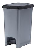 Superio Slim Trash Can with Foot Pedal – 2.5 Gallon Step-On Trash Bin with Lid, Small Plastic Garbage Can, Mini Trash Can for Bathroom, Kitchen, Office, Under Desk, Bedroom, Dorm – Grey/Black