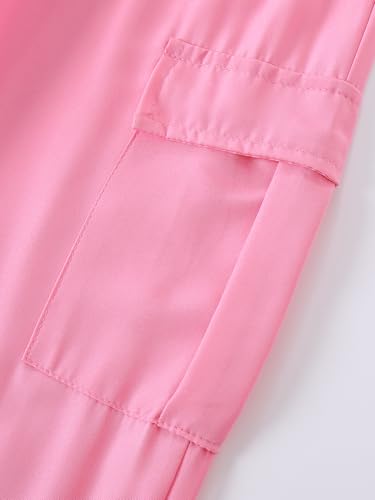 Image of Girls 6 Piece Outfits Casual Cargo Jogger Pants and Basic Love Graphic Print Short Sleeve Top Set 4-12 Years