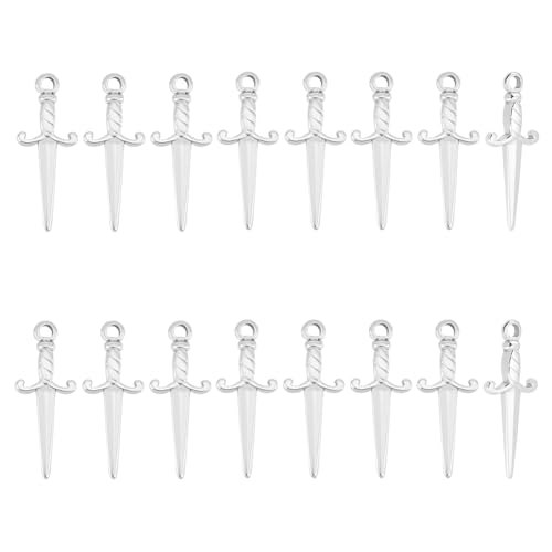 UNICRAFTALE about 16pcs Dagger Charms Stainless Steel Sword Pendants 27.5mm Long Not easily Allergic Punk Earring Sword Charms Metal Bracelets Charm for DIY Jewelry Making