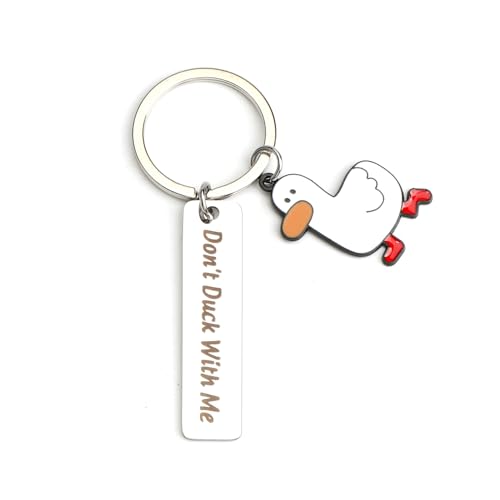 MUCOOS Divertido llavero de pato – Llavero de mejor amigo para hombres y mujeres, llaveros de pareja para él y ella, accesorios de decoración de pato, bonitos regalos de pato, llaveros novedosos para
