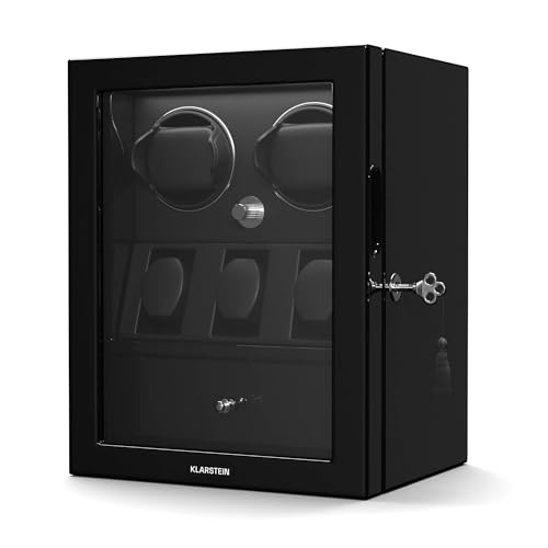 KLARSTEIN ChronoVault Caja para Relojes automáticos - Cargador de Relojes con Motor silencioso japonés, 4 Modos de rotación, led & cajón para Joyas