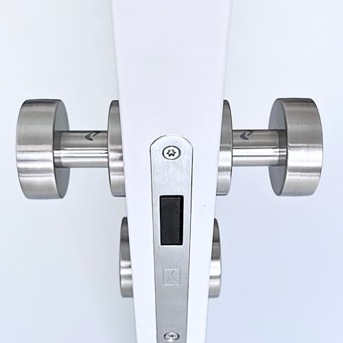 Sempro Türknauf Set – Rundes Knaufpaar mit PZ Rosetten aus V2A Edelstahl SUS304 matt gebürstet Türbeschlag Knaufgarnitur