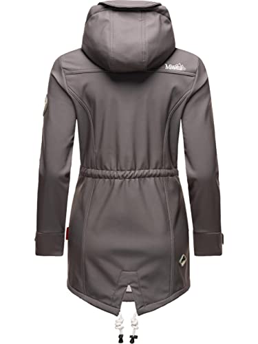 MARIKOO Damen Übergangsjacke Softshellmantel mit Kapuze Zimtzicke Grau Gr. XS
