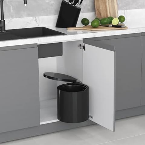 FittingsCo Kitchen Swing Out Waste Bin With Automatic Lid 10 Litre Capacity 2 Colour Options (Stainless Steel) Cover