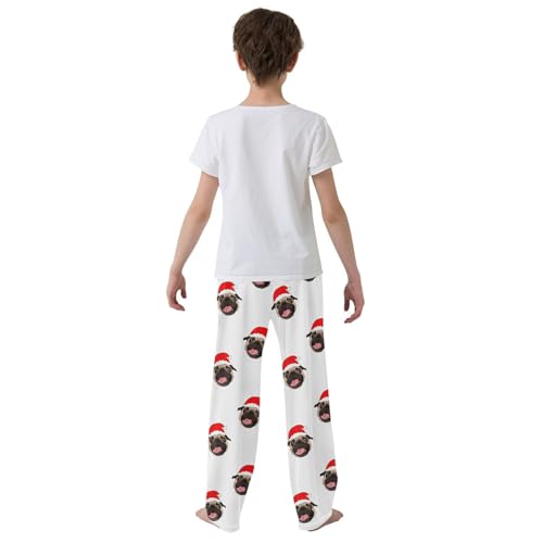 Boys' Pants Christmas Animal Dog Cute Puppy Pug Long Bottoms Jogger Pants Elastic Waist Trousers with Pockets S-XL3