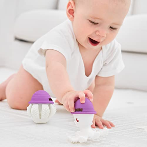 Mombella Octopus Teether Baby Teething Toys For Babies 6-12 Months, Teethers 12-18 Months, Soft Silicone Infant Teething Toys 9 Month Old, Bpa Free Kids Chew Toy, Fun Baby Gift, Purple #TOP1