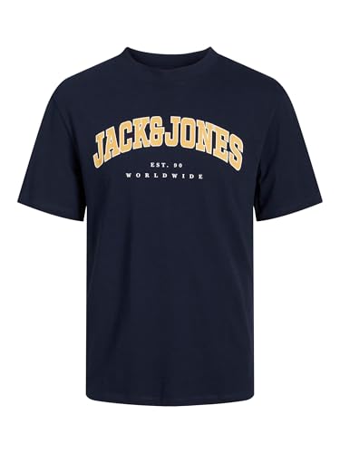 JACK & JONES PLUS JJECALEB Varsity Tee SS O-Neck NOO PLS Navy Blazer 5XL