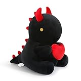 Ditucu Original Loving Dinosaur Stuffed Animal with Holding Red Heart Plush Cute Dino Plushies Toys for Romantic Sweet Valentine's Day Gifts for Kids Girlfriend Black 12 inch