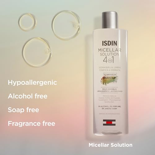 ISDIN DE Micellar Solution 4-in-1 Mizellenwasser (400ml) entfernt Make-up, reinigt, tonifiziert und spendet Feuchtigkeit