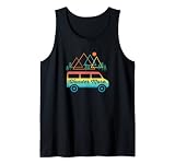 Furgoneta Cámper Acampar Retro Vintage Sol Montañas RV Camiseta sin Mangas