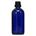 Produktbild 10x Apothekenfläschchen 100ml aus Blauglas mit schwarzem Tropfverschluss (Größe 1mm)