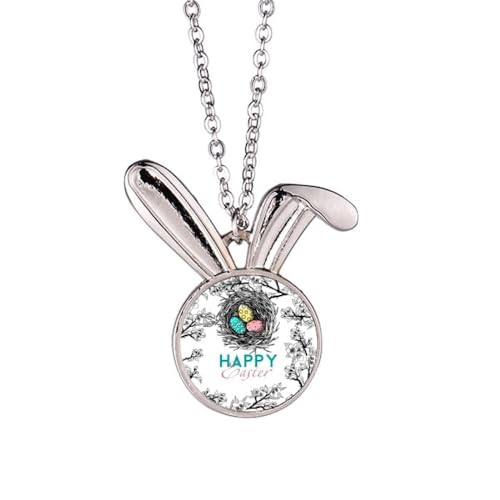 Collier avec pendentif en forme de nid d'oeuf cadeau de Pâques original pour femme