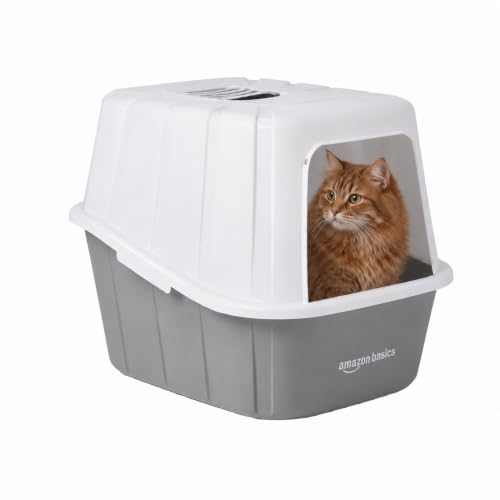 Amazon Basics No Mess Enclosed Cat Litter Box | Large Litter Tray...