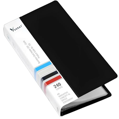 Image of VERAT Business Card Holder, 120 Pockets for 240 Cards Business Card Holder | Debit /Credit /Business /Visiting Name ID Card Holder Card Organizer Professional (Black Card Holder, 1PCS Card Holder)