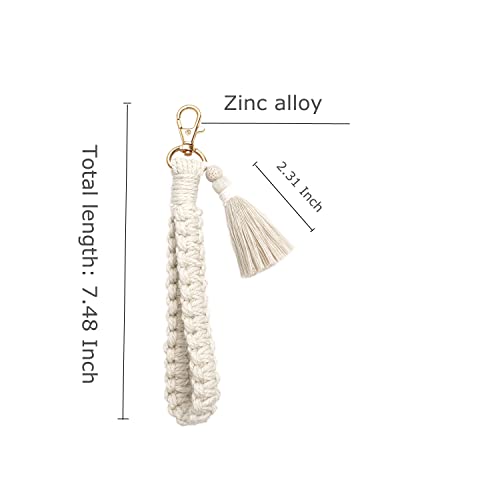 Poagoep Macrame Boho Keychain Bracelet Handmade Tassel Wristlet Keychain Keyring Holder Wrist Lanyard For Women(7) #TOP3