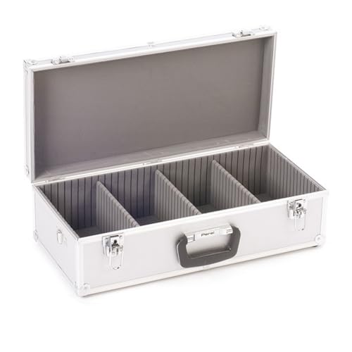 Perel Coffret pour 80 CD, verrouillage à clé, 2 clés, aluminium, 565 x 265 x 170 mm
