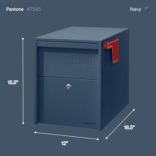 Image of Adoorn Lockable Post Mount Mailboxes for Outside - Large Anti-Theft Locking Mailbox for Packages and Letters - Weatherproof Construction - Durable Steel - 15.5 inch H x 12 inch W x 18.5 inch D - Navy