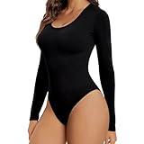 Bafiwu Body Langarm Damen, Schwarz Shapewear Damen, Sexy Bauchweg Tanga Bodysuit, Sculpting Shaping Stark Formend, Atmungsaktiven Materialien(S)