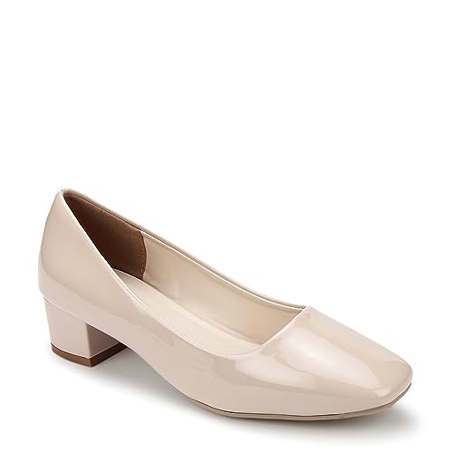 Image of Marc Loire Women Square Toe Solid Block Heel Pumps for Office, Party and Formal Wear
