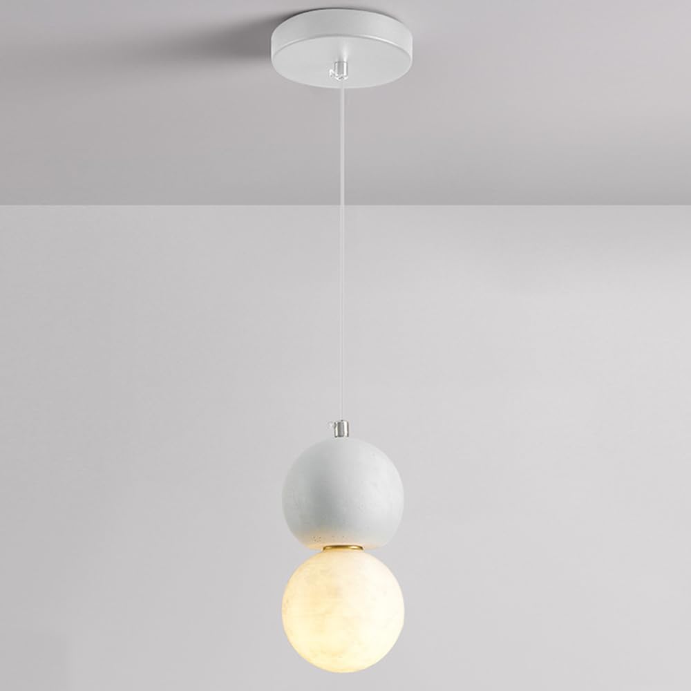 ITOSUI Mini Light 3D Moon Lampshade Terrazzo Light Fixture - G9 Socket, Adjustable Wire Modern Hanging Lights for Kitchen Island Dining Room Living Room/WhiteWhite