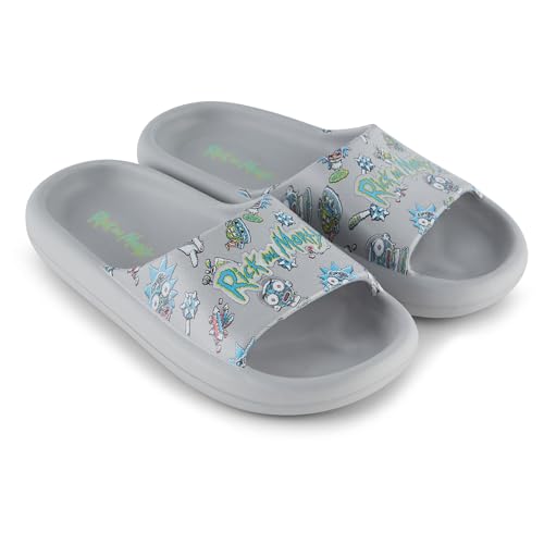 Image of RICK AND MORTY Mens Comfort Slides - Officially licensed Cushion Slides - Rick Sanchez and Morty Smith