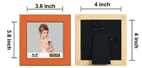 Core Art 4X4 Picture Frames, Orange Photo Frames Set Of 2, Square Colorful Frame With Hd Plexiglass, Wall Or Tabletop Display #TOP5