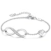 CDE Infinity Heart Symbol Charm Link Bracelet for Women 925 Sterling Silver Stainless Steel Adjustable Anniversary Jewelry Christmas Birthday Gifts for Women Wife Girlfriend Her