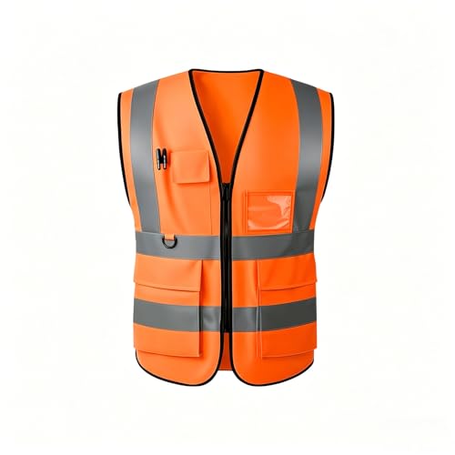 Image of Hi Vis Vests for Women Men High Visibility Reflective Safety Security Vest with Pockets Zipper Front Meets ANSI/ISEA Standards (Orange, XL)