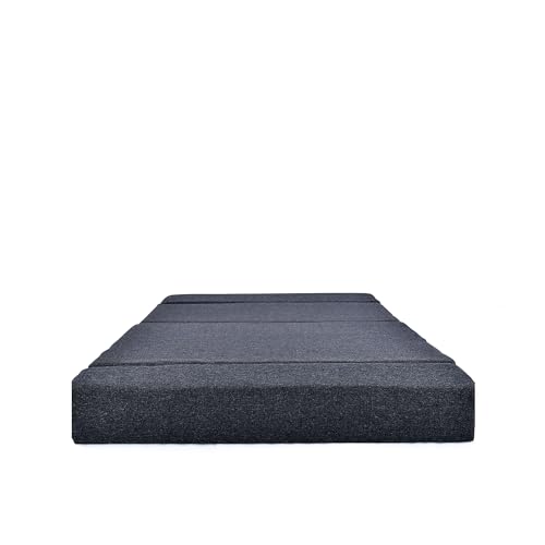Image of Foldable Two Seater Sofa Bed 4X6 Ft Jute Fabric Washable Cover Convertible Sofa Bed for Home & Office, Guest Room (Finish Color Black - Pre-Assembled)