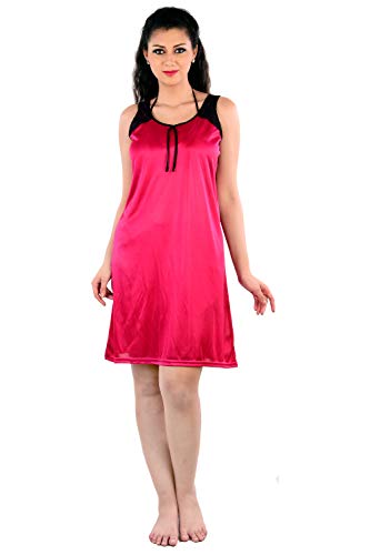 Image of Women's Night Dress and Nighties Satin Nightwear 6pc Robe & Nighty Set (Robe, Nighty,Top,Shorts, Bra & Thong)