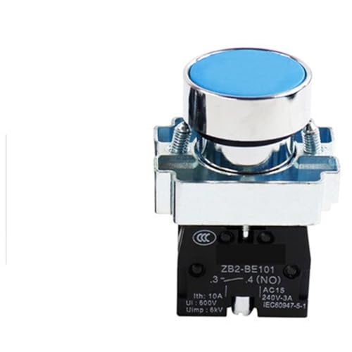 Interruptor pulsador momentáneo XB2-BA31 de 22 mm y 10A con panel plano azul