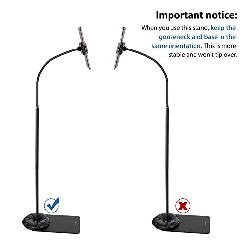 Phopik Tablet Floor Tripod Stand - 69.5" Adjustable Height Flexible Gooseneck Ipad Tripod Stand - Compatible With Ipad Mini, All Cell Phones Iphone & Tablets (4.3''-9.8'') #TOP2